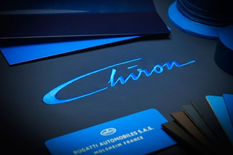 Louis Chiron's signature (or a stylised version of it) appears inside the new car