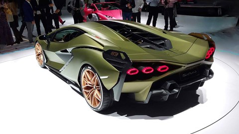 2019 Lamborghini Sian, rear three quarter, Frankfurt motor show