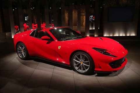 The Ferrari 812 GTS at its world debut in Italy