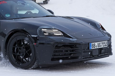 Quad-LED headlamps visible on new electric Porsche Boxster