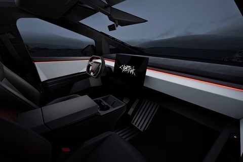 Tesla Cybertruck interior: largely button-free