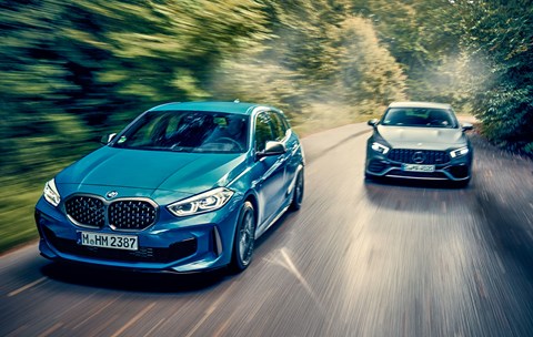 BMW M135i twin test against the new Mercedes-AMG A45 hot hatch