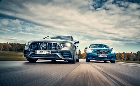 Mercedes-Benz's A45 fights the BMW M135i in CAR magazine's exclusive comparison test
