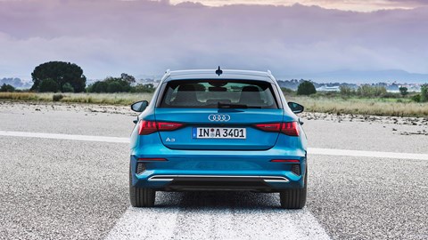 Rear end is notable for its lack of exhaust pipes: only the sporty S3 gets visible tailpipes