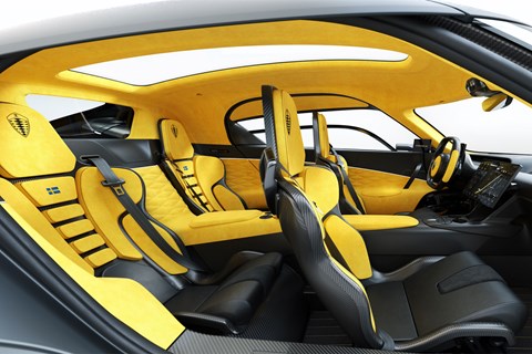 Koenigsegg Gemera, 2020, side view of four-seater cabin