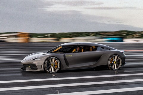 Koenigsegg Gemera, 2020, side view, driving