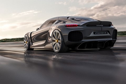 Koenigsegg Gemera, 2020, rear view, driving