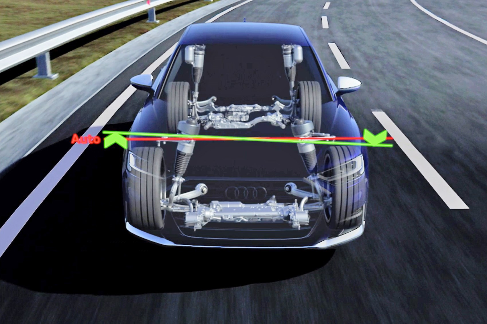 Examples of electromagnetic active suspension systems. (a) Audi