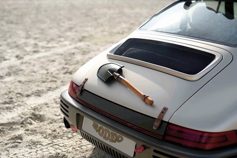 Spade strapped to Ruf Rodeo Concept's rump