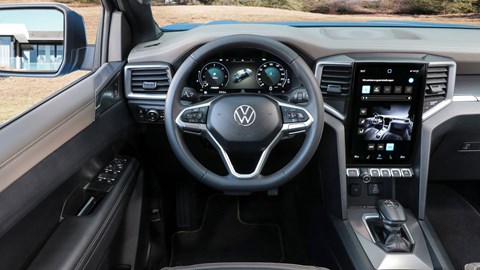 Volkswagen Amarok 2022 - blue, interior, dashboard, steering wheel, infotainment