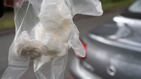 Double bag your cleaning products by using a glove as a bag