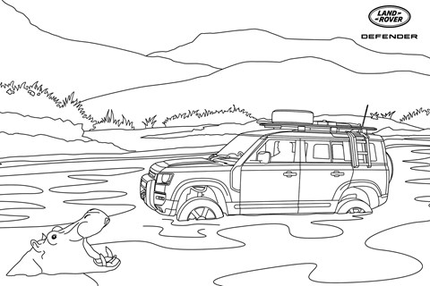 Land Rover Defender colouring-in