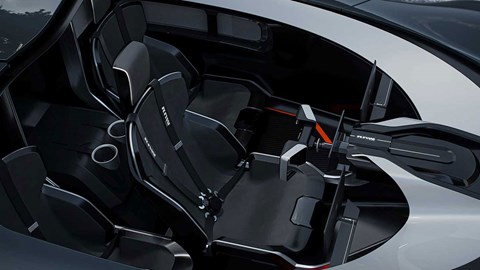 Inside the Koenigsegg Raw concept's interior: a McLaren F1-style central driving position 