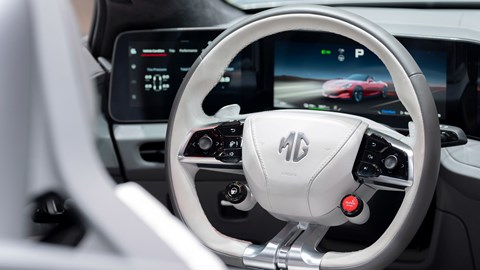 MG Cyberster - steering wheel and dashboard screens