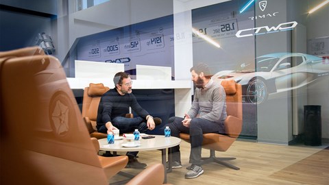 CAR magazine's Ben Oliver (left) and Mate Rimac interview