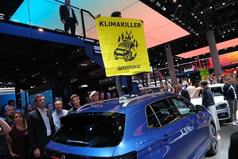 Climate change protestors gatecrashed VW's stand at Frankfurt IAA