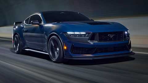 Ford Mustang Dark Horse - front view, driving through tunnel