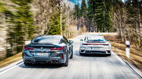 New 2020 Porsche 911 Turbo S vs BMW M8 Competition twin test review by CAR magazine