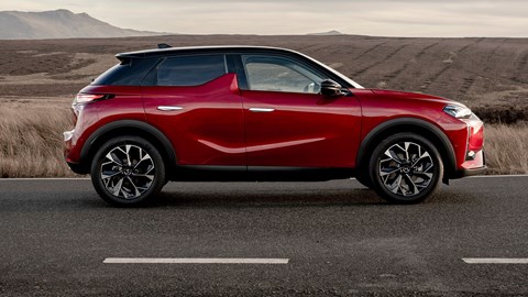 Best small hybrid cars: DS 3 - side, red