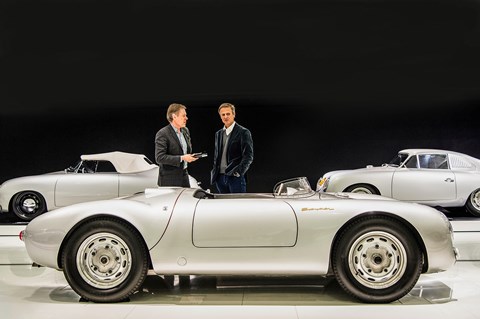 550 Spyder in the Porsche Museum: 'I’d love to do a pure new sports car, reduced to the maximum,' muses Michael Mauer (right)