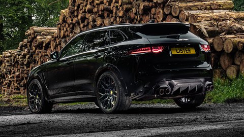 Lister Stealth - rear view, showing diffuser, 23-inch wheels and carbonfibre exhaust tips