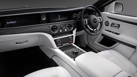 Rolls-Royce Ghost, 2020, interior, glowing Ghost nameplate