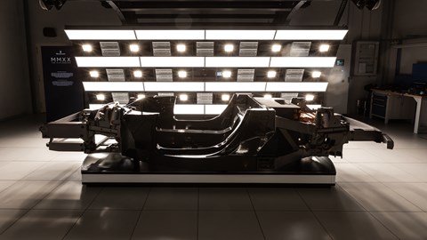Maserati MC20 Folgore chassis: side view, studio shoot