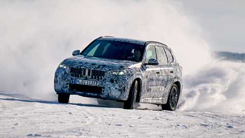 BMW iX1 prototype skidding