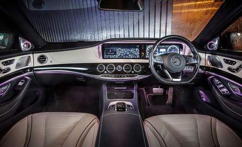 Outrageously luxurious, the S-class takes the biscuit with an IMAX like infotainment system