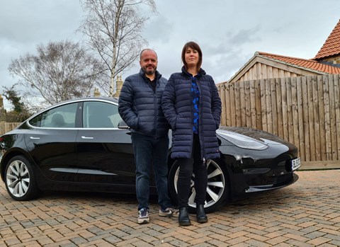 Andy and Louise Mayman and their Tesla Model 3