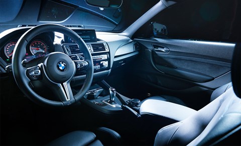 Leather sports seats and techy materials, but no M Performance buttons on the steering wheel