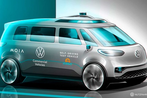 Sketch of driverless VW ID Buzz cargo vehicle