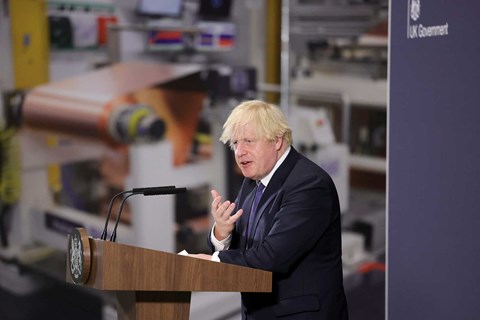 PM Boris Johnson at the opening of the UK Battery Industrialisation Centre