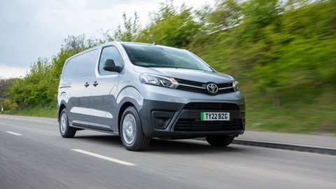 Toyota Proace Electric front on driving