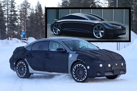 Hyundai Ioniq 6 compared with Prophecy concept car (inset)