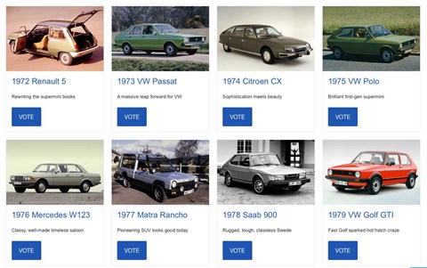 Vote for your favourite cars from the past 50 years