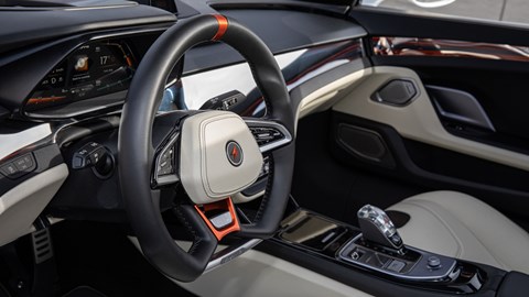 Deus Vayanne electric hypercar - interior, steering wheel