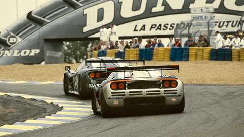 McLaren's Gulf-sponsored F1 GTR at Le Mans '95 (bodywork intact)