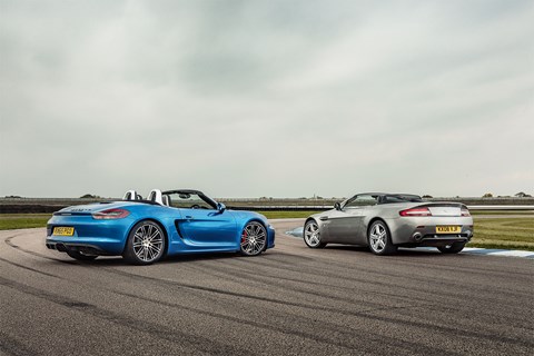 The V8 is hard to resist, but it's not as sharp as the Boxster GTS, and for that reason, we'd have the blue one