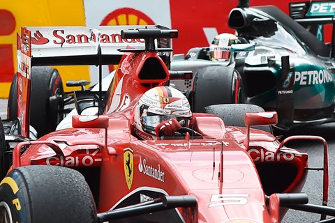 Vettel and Hamilton at Monaco 2015. Tellingly, it’s not easy to find a shot of them in close proximity on track 