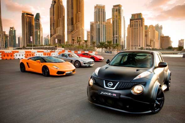 Juke-R meets supercar rivals in Dubai