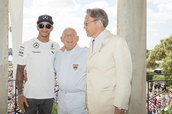 Goodwood royalty: Lewis Hamilton, Stirling Moss, Lord March