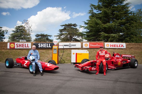 Two Ferrari F1 legends: John Surtees and Kimi Raikkonen at Goodwood