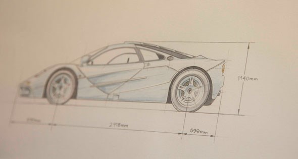 Early blueprints for the McLaren F1
