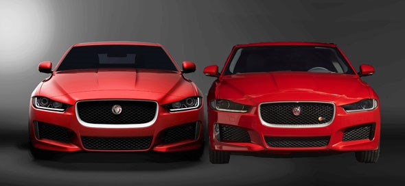 We've crudely Photoshopped the old and new teaser images of the Jaguar XE together. More detail emerges...