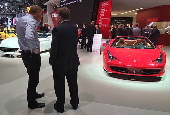 Andy Palmer on the Ferrari stand at Paris 2014