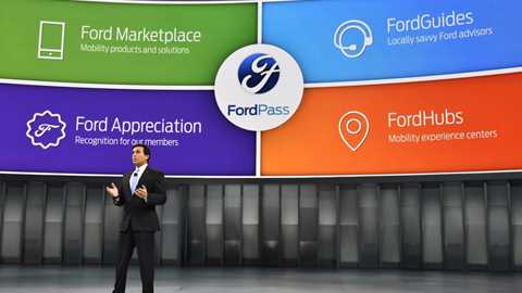 Ford president and CEO Mark Fields introduced FordPass at the Detroit motor show