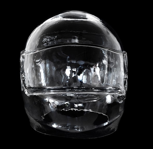 F1 helmet crystal glass sculpture