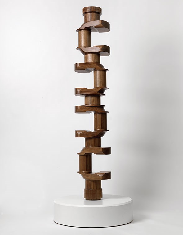 Walnut crankshaft sculpture