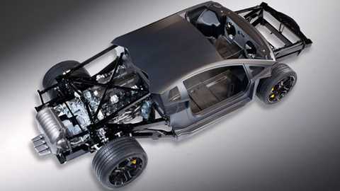The new Lamborghini Aventador laid bare, spilling its carbon guts